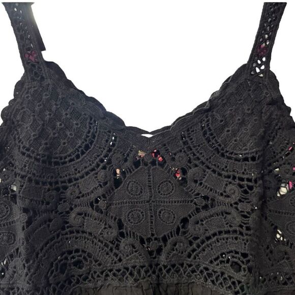 POL Lace Tank Black Crochet Peplum Boho Festival NEW - Picture 8 of 11